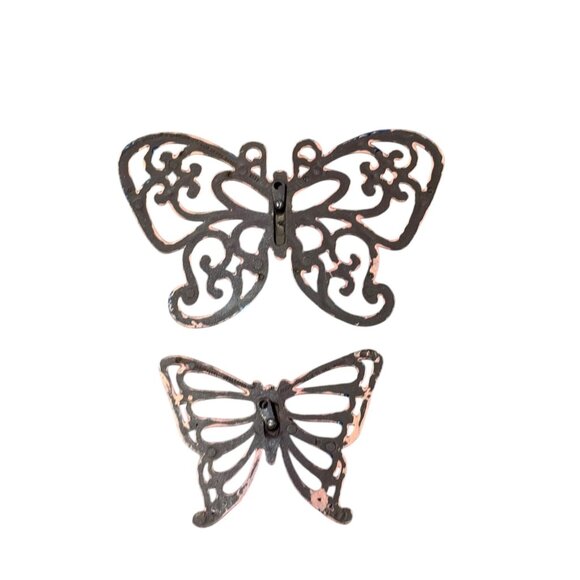 Set Of 2 Syroco Inc. Vintage Butterfly Wall Decor Plastic Blue Finish - Picture 4 of 7